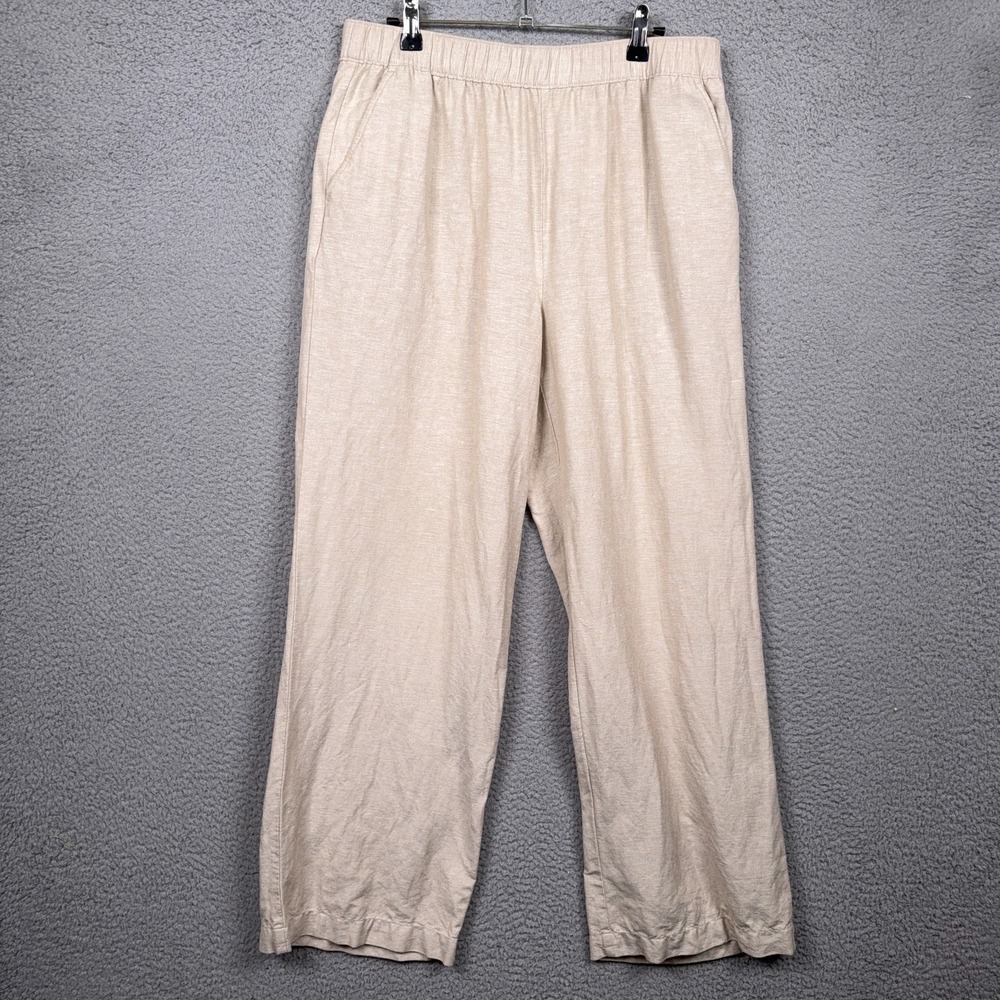 Loft Pants Womens M Beige Linen Blend Vacation Resort Coastal Beachy‎ Lagenlook